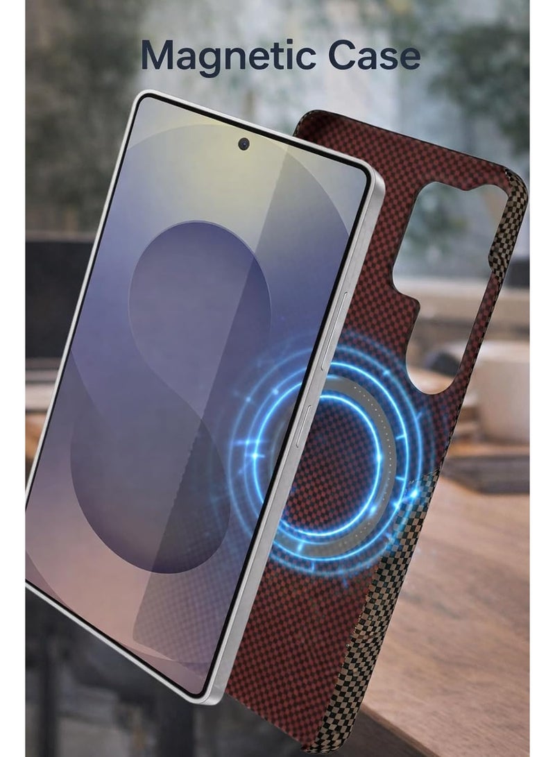 Phoni Ultra Slim Magnetic Case for Samsung Galaxy S25 Ultra, MagSafe-Compatible Magnetic Case, Thin Lightweight Design, Carbon Fiber Style, Raised Camera Protection (Smoked Cocoa – Brown Carbon) - Image 3